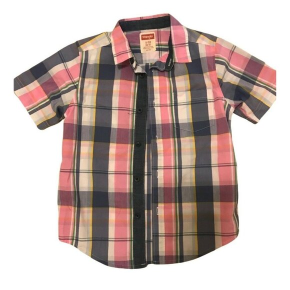 Wrangler Girls Plaid Short Sleeve Button-Up Shirt S (6/7) - Picture 1 of 4